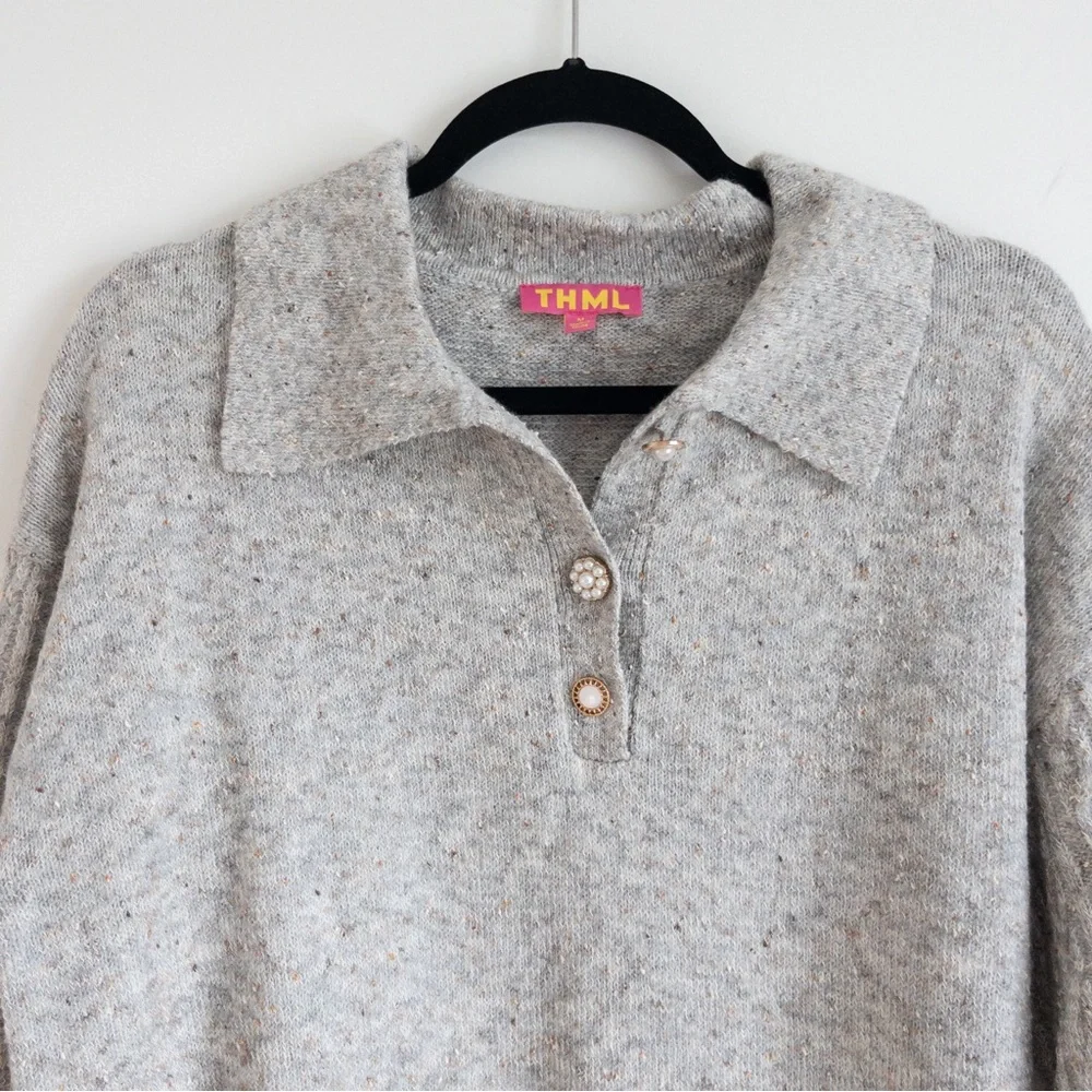 THML Pearl Button Collared Sweater - Picture 3 of 11